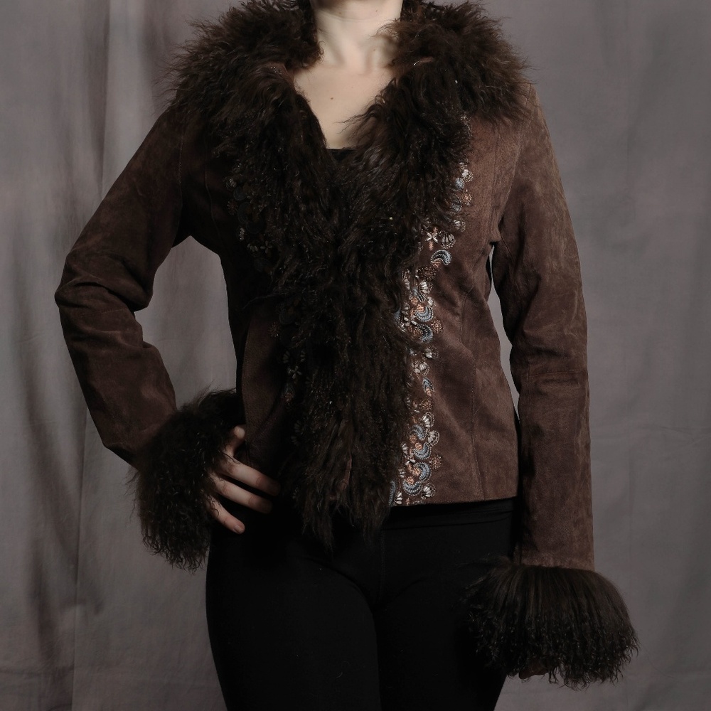 Hippy, Russian, Slavic suede jacket